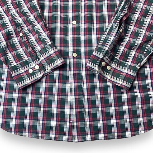 Lands End Shirt Mens Extra Large XL Green Plaid Long Sleeve Button Down Shirt - Picture 5 of 12